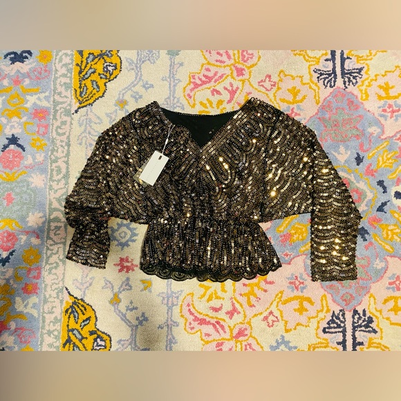 VICI COLLECTION sequined blouse size S - Picture 2 of 3